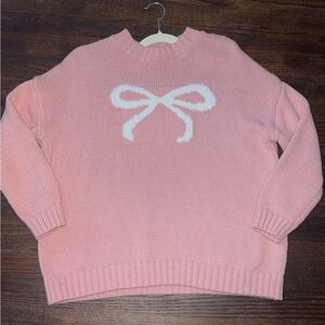 Sincerely Jules Pink Sweater with White Bow